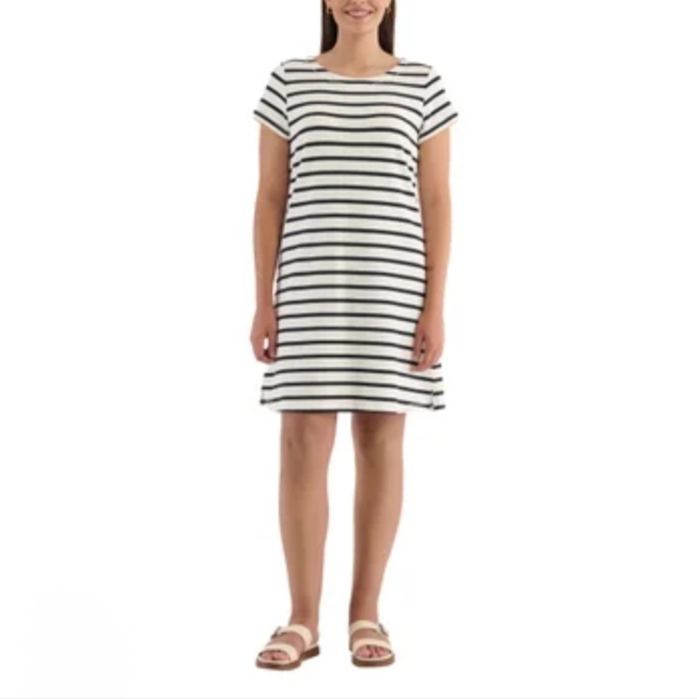 Hatley White and Black Striped Short-Sleeve Mini Dress